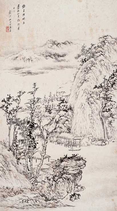 吴镜汀 戊寅（1939年）作 山水 立轴